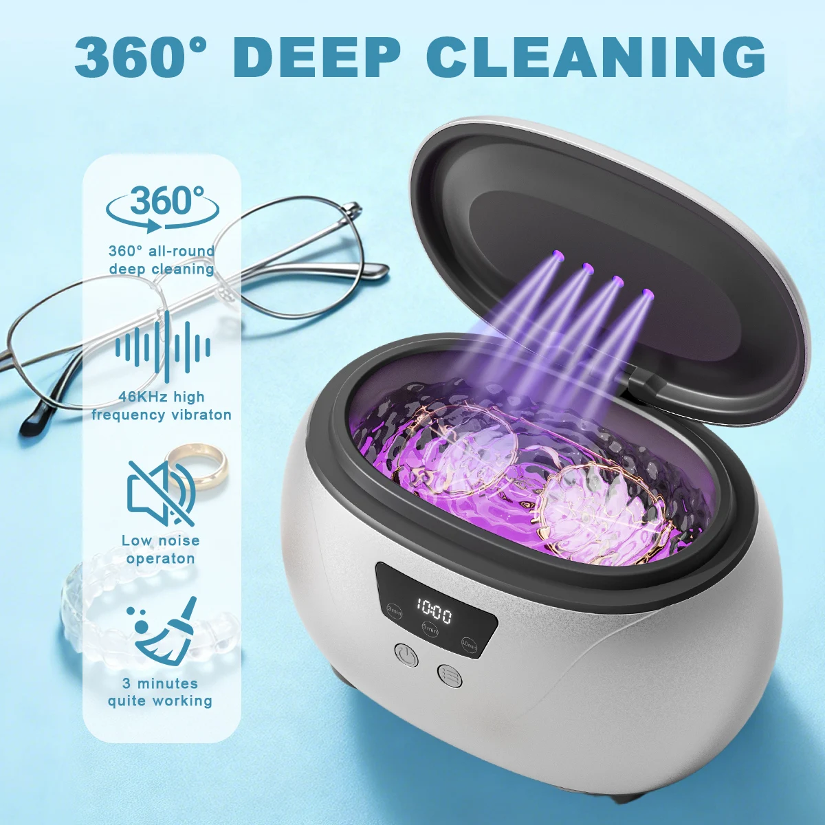 

Автоматический USB-заряжаемый очиститель для зубных протезов с 3 режимами - Универсальный набор для чистки стоматологических устройств с шипучими таблетками