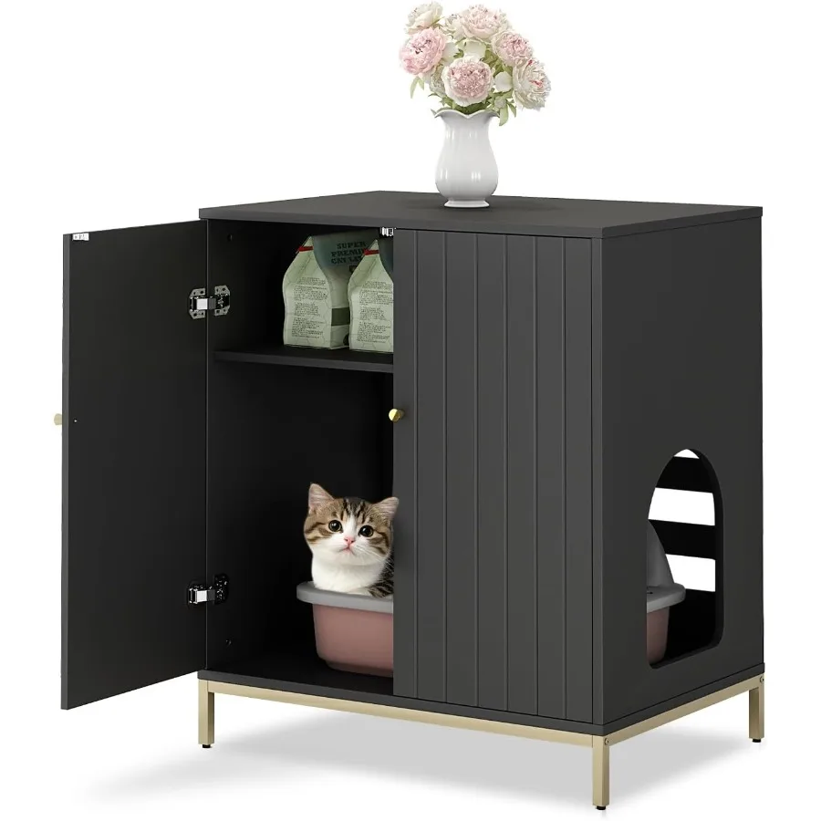 

Стильный корпус для кошачьего туалета с современным дизайном и боковым входом на высоких ножках для легкого доступа, двойного функционального использования, как El