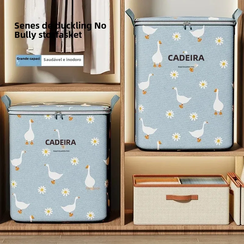 Saco de armazenamento de colcha de pato doméstico grande capacidade caixa de armazenamento de colcha não tecido roupas armazenamento especial saco de bagagem em movimento