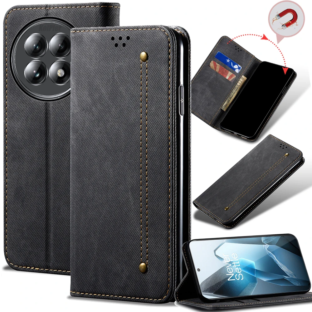 

Складной кожаный флип-чехол в деловом стиле в стиле ретро для OPPO ONEPLUS 13/1 + 13 5G, слот для карт, подставка, магнитный чехол для телефона, задняя сумка