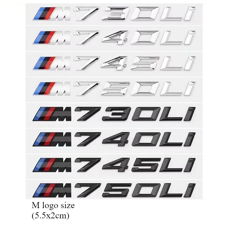 Nuevo insignia BMW ABS etiqueta de coche serie 7 negro y plata 730 cola 735 740 750 760 etiqueta Digital M nueva modificación de etiqueta de coche GT.