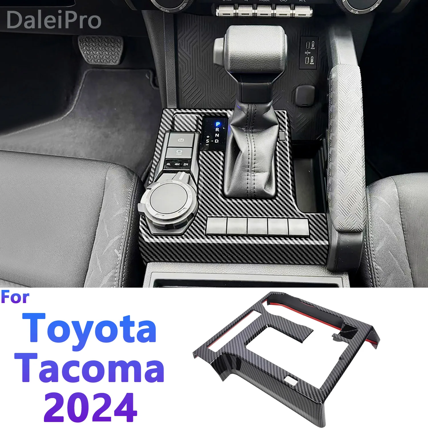 

Для Toyota Tacoma 2024 4-го поколения, центральная панель управления, коробка переключения передач, текстура из углеродного волокна, защитная крышка из АБС-пластика, автомобильные аксессуары