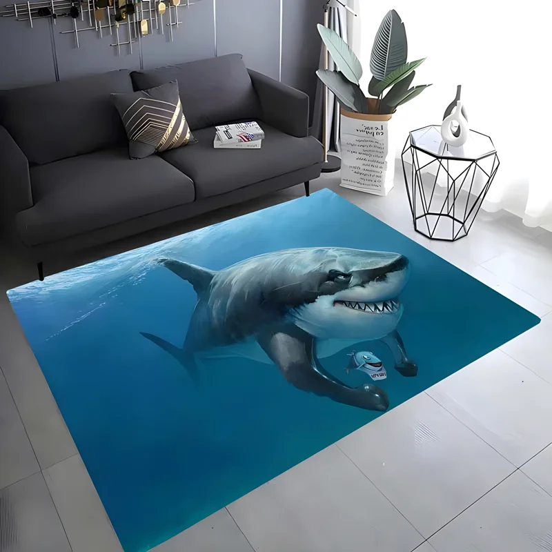 

3D printed Mosasaurus carpet, shark living room sofa area bedroom home decor carpet bathroom kitchen non-slip Mat Christmas gift