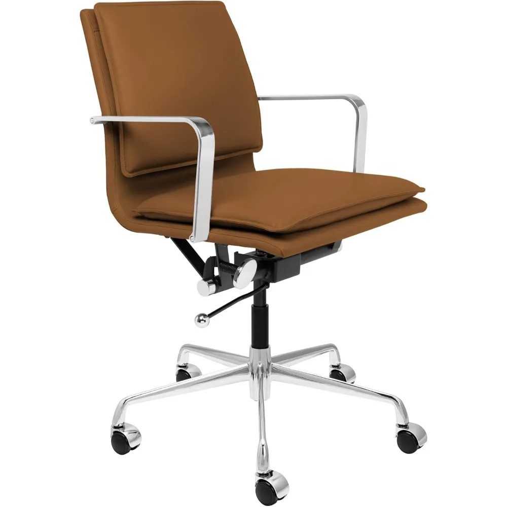 

Lexi II Padded Office Chair - Mid Back Desk Chair with Arm Rest, Swivel & Cushion Availability, Made of Faux Leather