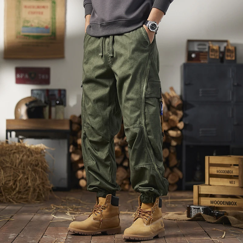 

Bunched Feet Do Old Dirty Dirty Wind Casual Pants Men Retro High Street Wind Trend Do Old Elastic Waist Overalls