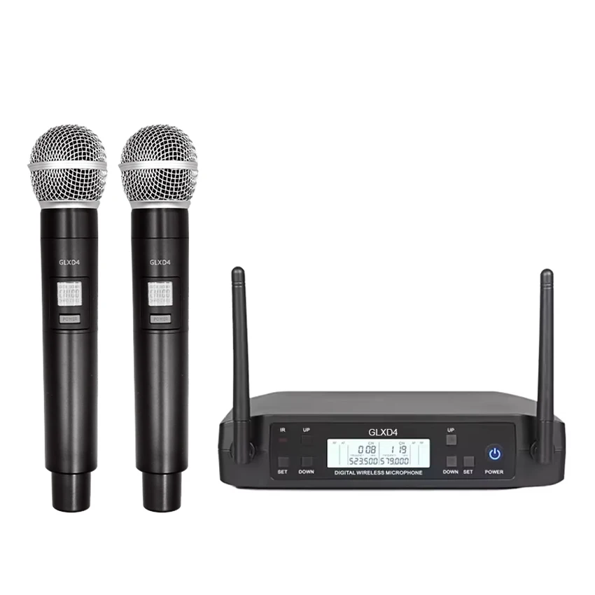 

GLXD4 Professional Wireless Lavalier Microphone 2 Chs UHFMIC 640~690MHz Handheld Mic With Headworn Headset For Parties
