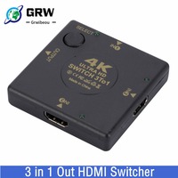 Grwibeou 4K Mini 3 in 1 out HDMI-compatible Switcher 1080P 3 Port HDMI-compatible Switch Splitter For DVD HDTV Xbox PS3 PS4