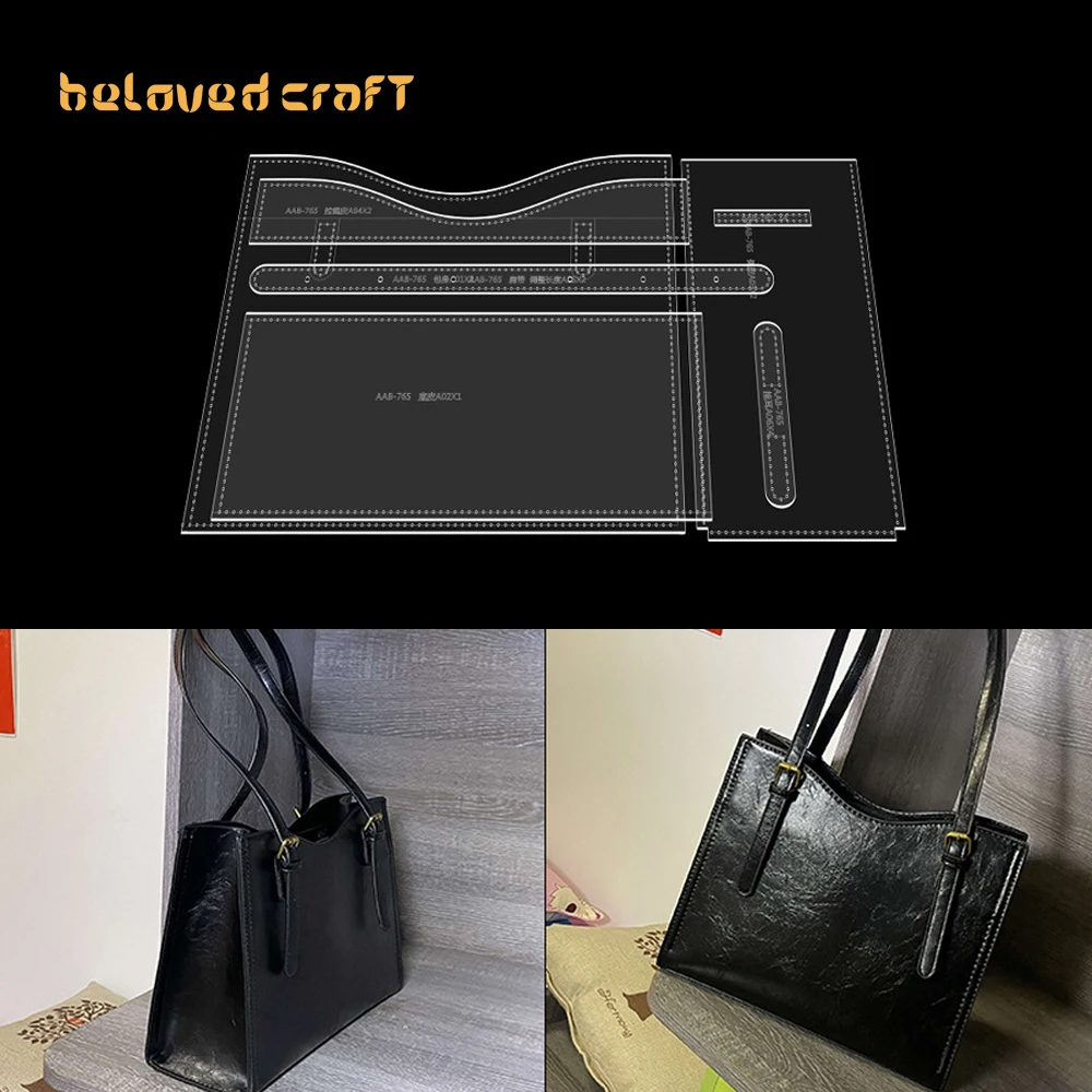 

BelovedCraft Leather Bag Pattern Making with Kraft Paper and Acrylic Templates for Single Shoulder Tote Bag