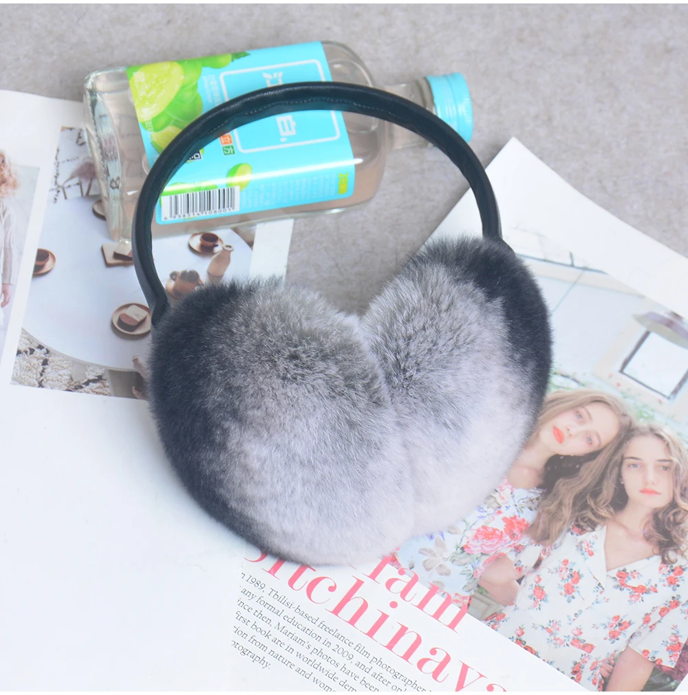 Rex Rabbit Fur Hang Ear Cover Warm Winter Earmuffs Headwear Ear Muffs Fur Earmuffs Cold Ear Warmer Fold Ear Protection Headband