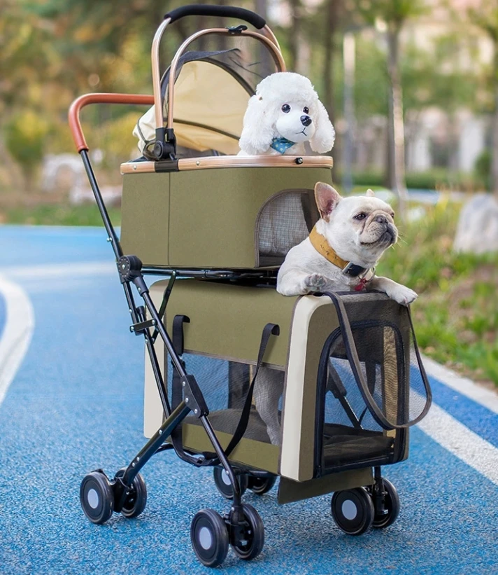 Pet Stroller,M302T Large 4 Wheel Luxury Jogging Travel Petstroller Double Twin Dog Pet Stroller For Cats Dogs