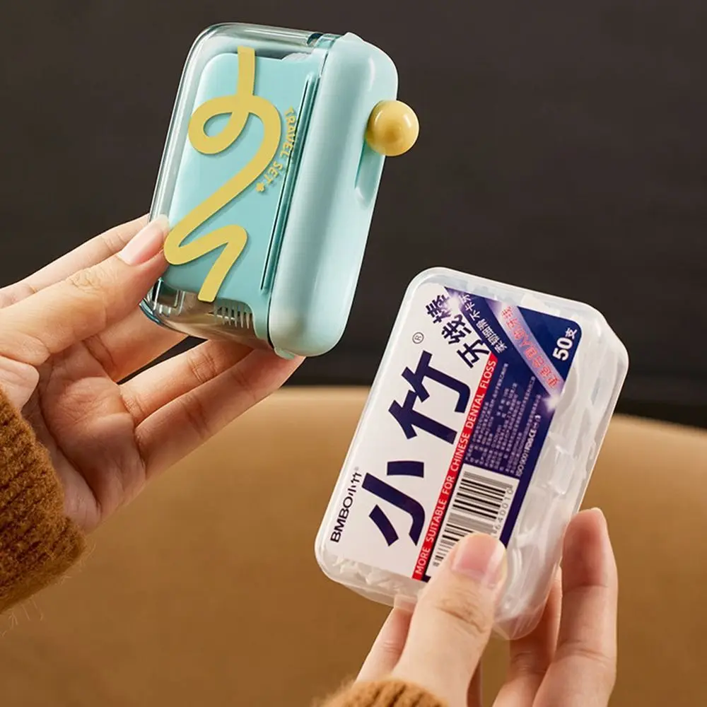 Creativity Automatic Pop Dental Floss Box Dustproof Press-on Floss Stick Storage Box Portable Refillable Mini Teeth Stick Case