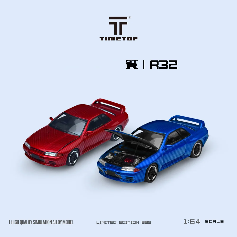 TIME MICRO/Time Top 1:64 GTR32 Red and Blue Gift box edition Painting Alloy Car Model Model Car Collection& Display& Gift