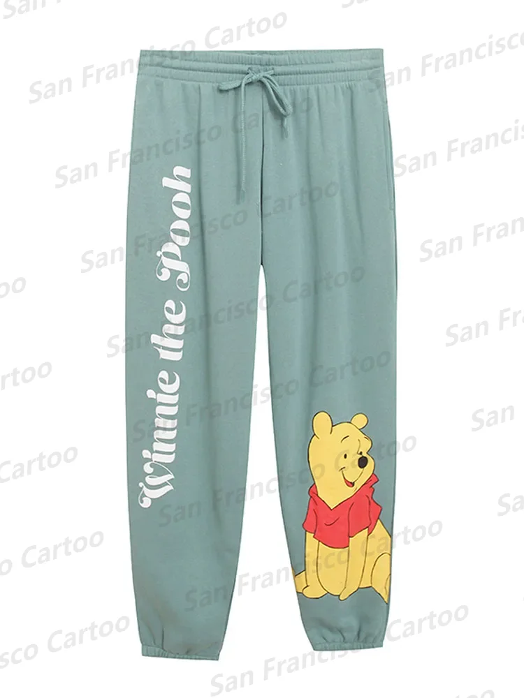 2024 New Summer Disney Girl Winnie the Pooh Cartoon Printed Casual Sweatpants KID/Adult Home Long Pajama Pants Fitness Breathabl