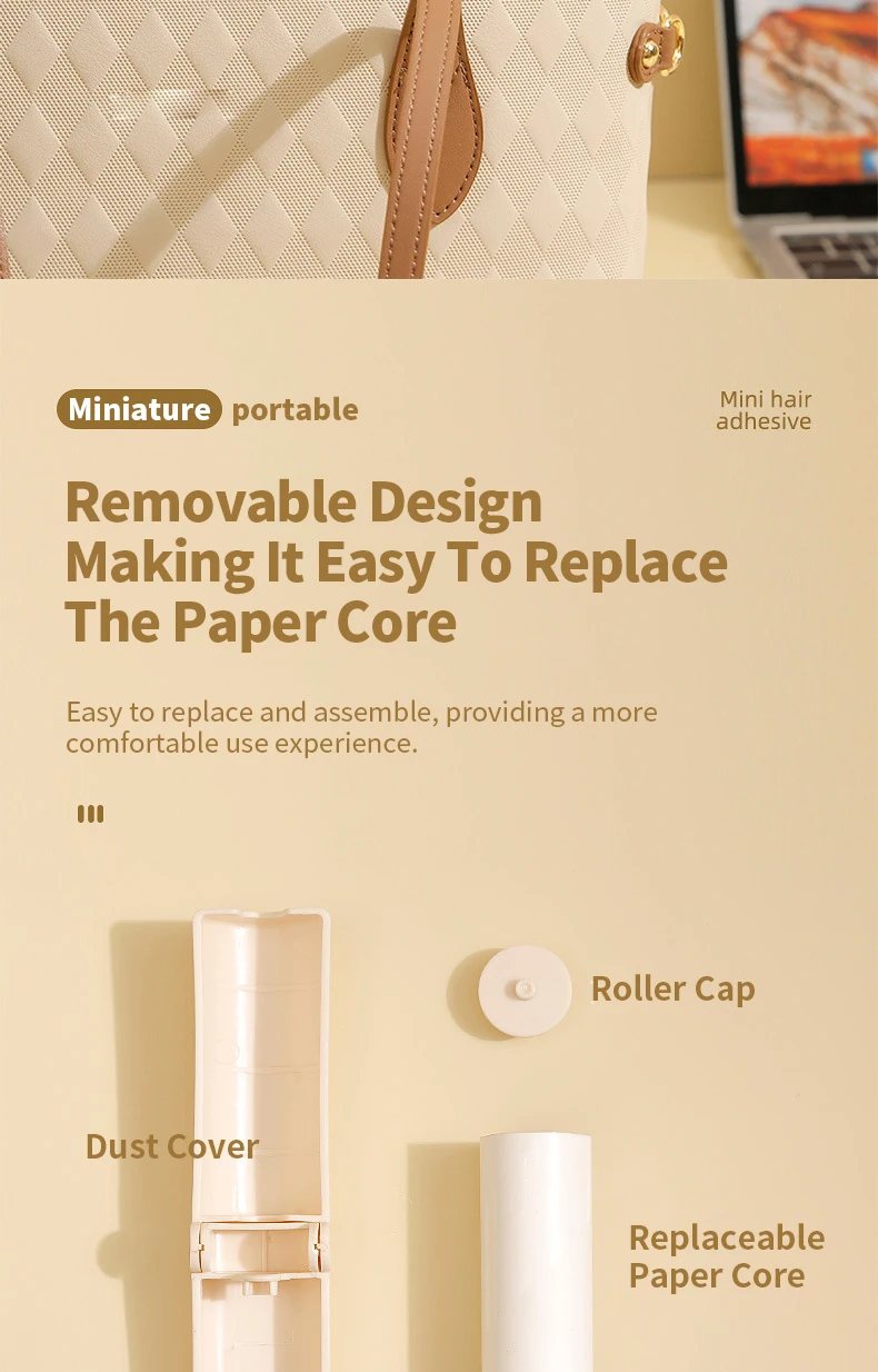 Mini Faltbare Fusselrolle Tragbarer Klebriger Tierhaar-Entferner Abreißbares Klebepapier Staub- und Fluschenreiniger für Kleidung Sofa Reisegebrauch – Detail 10