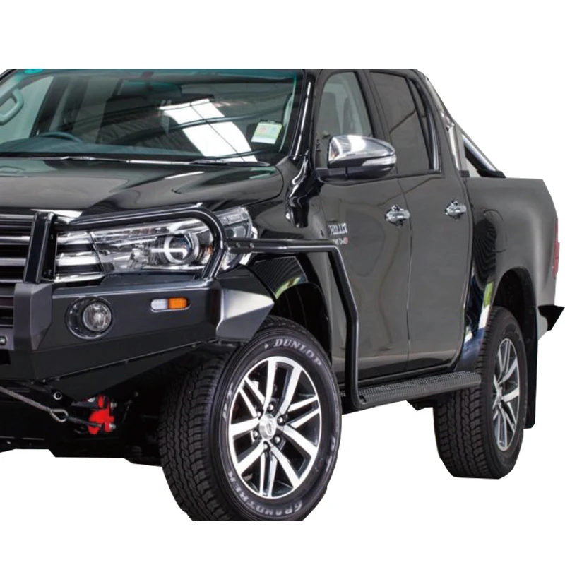 Steel Car Accessories Side Steps Brush Rail Bars Rock Sliders for Hilux Vigo Revo 4x4 Pickup Truck-Black Chrome Linning