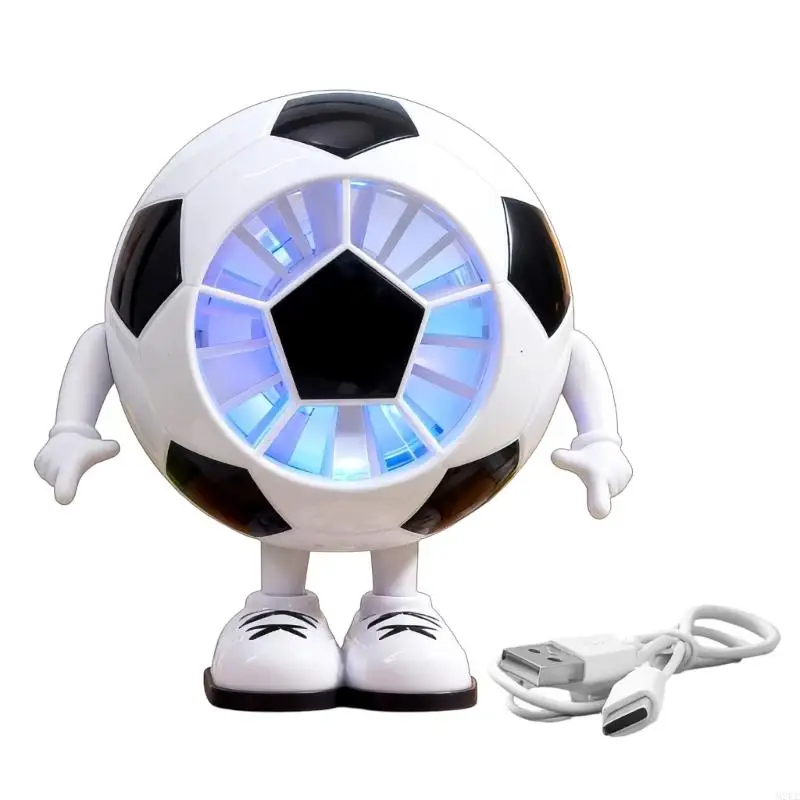 Compact Football Theme Fan with Cooling and Night Light Desktop Fan Plastic Texture Suitable for Parties and Event 