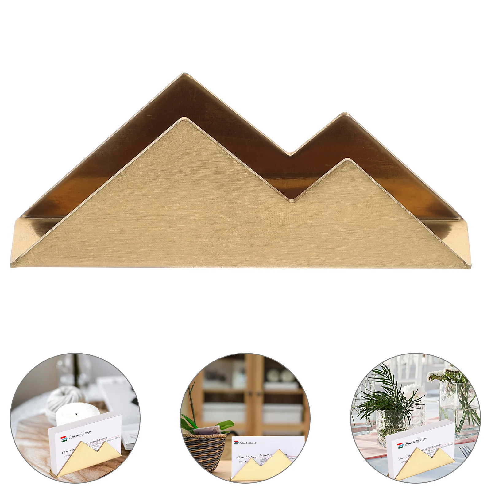 

Business Stainless Steel Desktop Organizer Name Card Metal Base Multiple Card Holder Desk Accessory Vertical Photo Stand