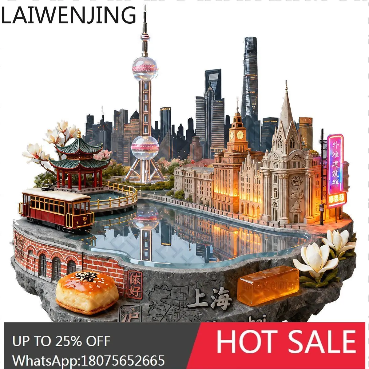 HLZ Shanghai Bund Refrigerator Magnet Oriental Pearl Tower Bund Metal Travel Souvenir City Landmark Gift