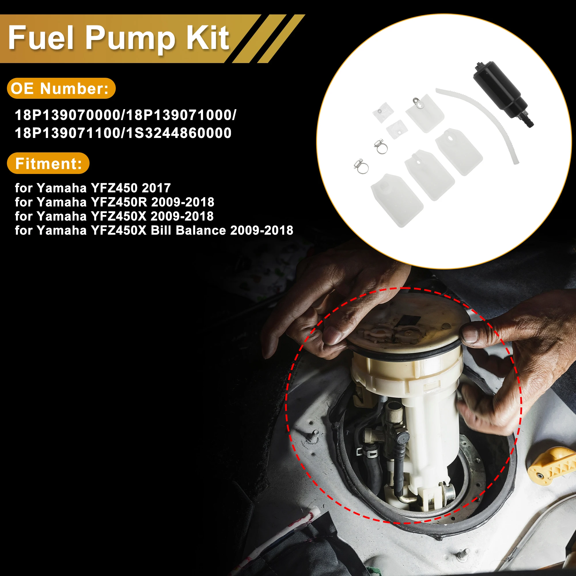 

X Autohaux Fuel Pump for Yamaha YFZ450 2017 Electric Fuel Pumps Set Replaces 18P139070000