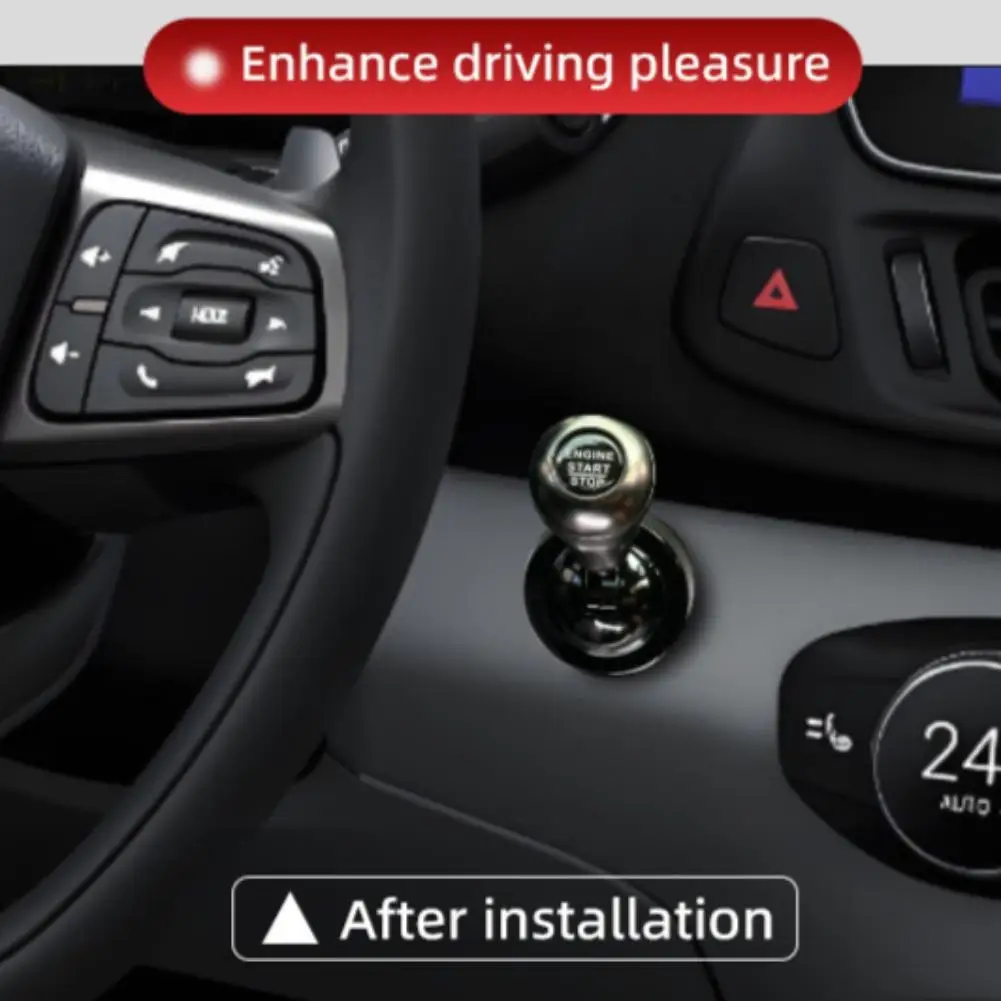 Metal Car Push Start Button Cover Retro Joystick Rocker Lever Decoration One Touch Engine Start Switch Interior Accessory