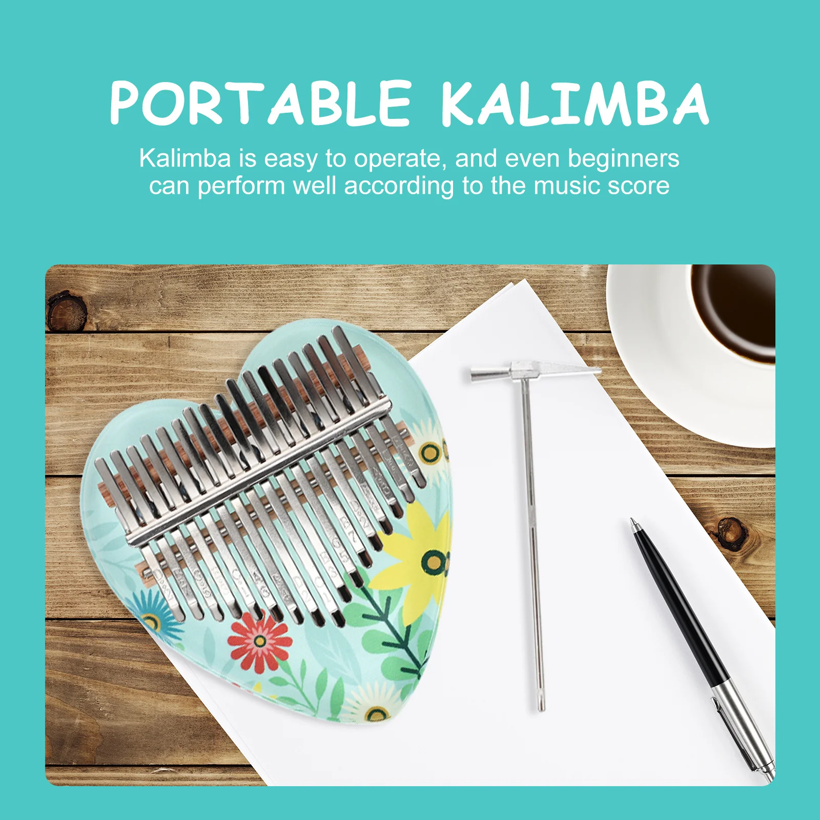 

1Set 17 Key Finger Piano Kalimba for Beginner Portable Music Instrument Ethereal Sound Resonance Lightweight Arc Design