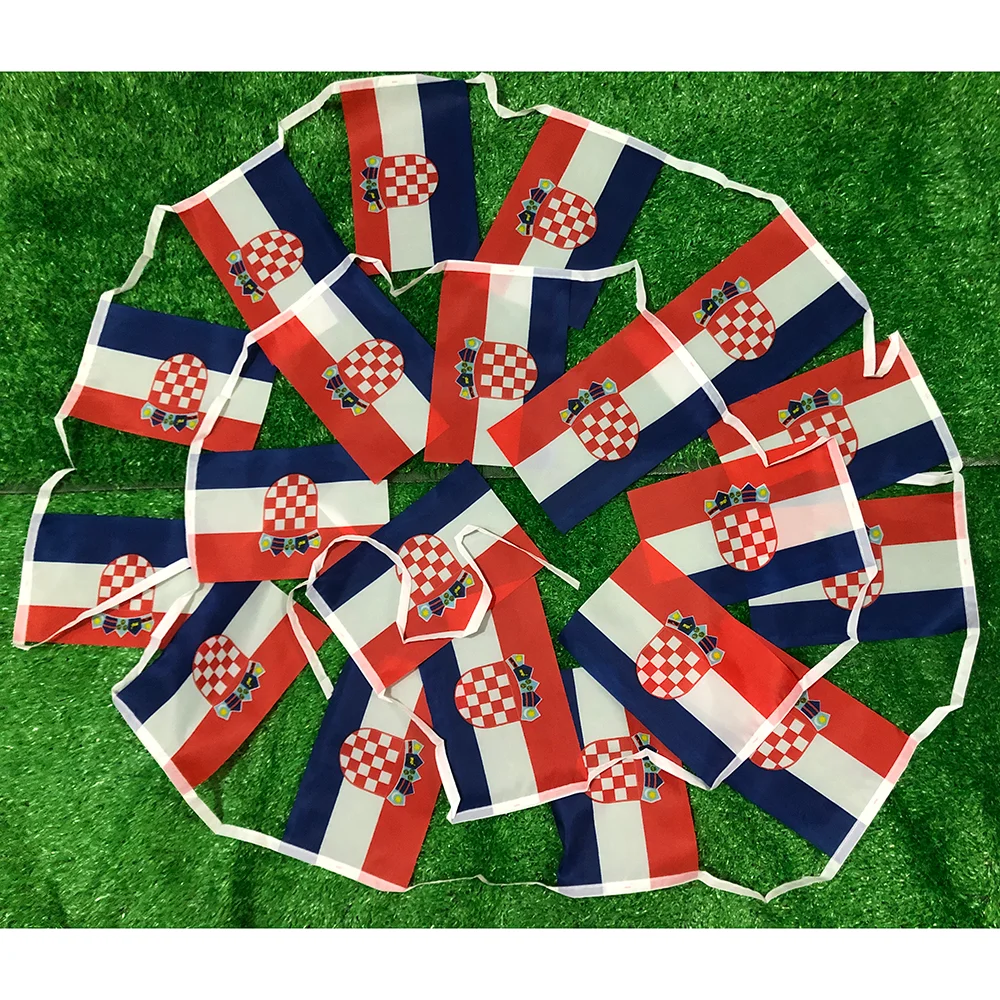 

SKY FLAG Croatia bunting flags 14x21cm 20pcs/lot polyester flying Pennant Croatia String Banner Buntings Festival Party Holiday