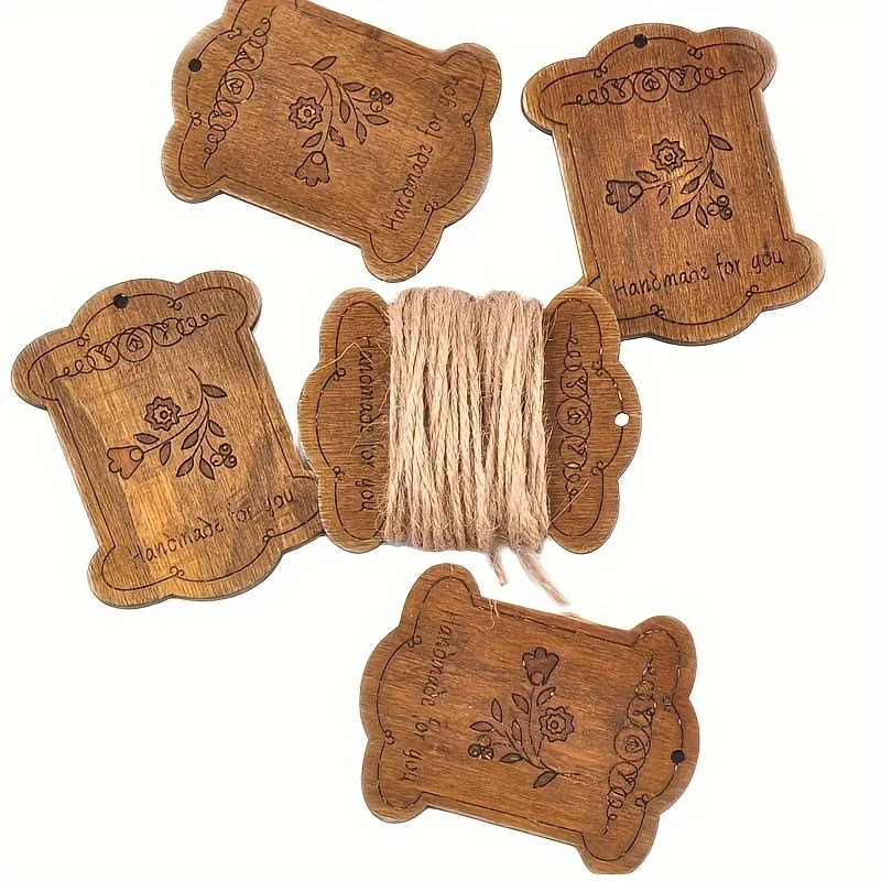 10-Piece Set of Handmade Wooden Yarn Bobbins with Engraved Designs – High-Quality Thread Winders for Sewing, Knitting, and DIY C