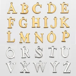 20 piezas de acero inoxidable con letras doradas, abalorios con iniciales del alfabeto, colgantes surtidos para pulsera, collar, fabricación de joyas DIY