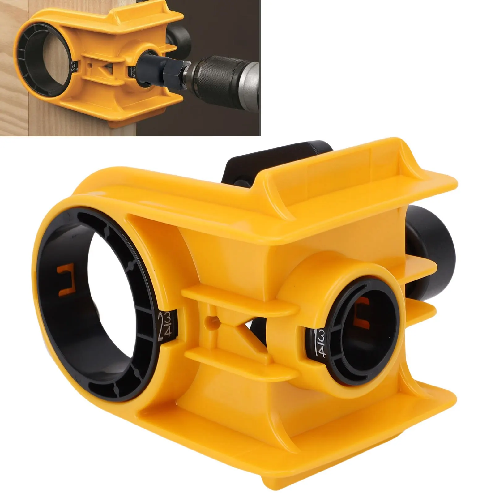 

Door Lock Installation Kit Carbon Steel Hole Saw and ABS Guide Template for 1-3/8 to 1-3/4 Inch Thick Wood Door Yellow