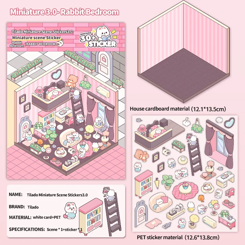 Nouveaux autocollants pour carnet de notes faits à la main, scène Miniature 2025, sans paysage coupé, autocollants pour carnet de notes à main de chalet stéréoscopique empilables 3D