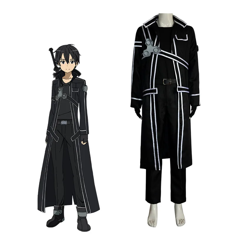 

Аниме Sword Cos Kirito Kazuto Kirigaya Косплей Костюм Искусство Онлайн Куртка Рубашка Брюки Высокое Качество Любой Размер Наряд для Женщин Мужчин