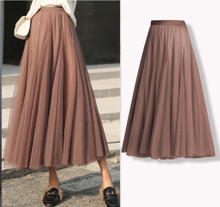 The new 2023 white gauze pleated skirt fairy skirts girl in the veil long dress dance skirt square dance