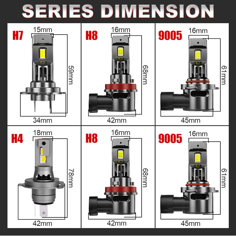 차량용 무선 LED 헤드라이트 전구 CANBUS 조명, 터보 H7 H11, 300W, 30000LM, H4, 9012, 9005, HB3, 9006 미니 램프, 3580 CSP, 선풍기 포함