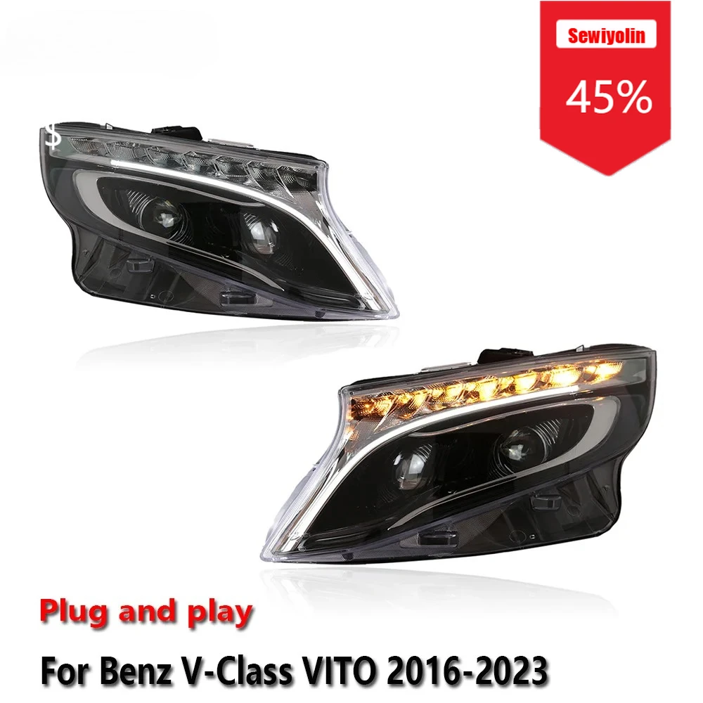 

Sewiyolin Car LED Headlight Assemblies For Benz Vito 2016-2020 Fog DRL Brake Turn Signal Lamp Plug and Play