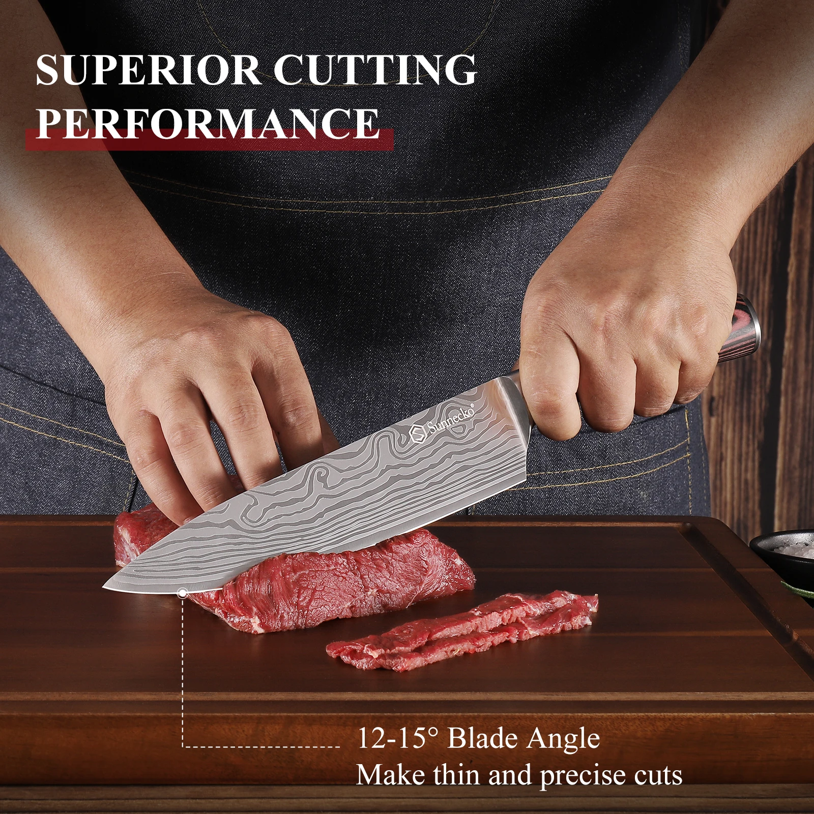 Sunnecko Chef\'s Knives Set Damascus Pattern Stainless Steel Kitchen Knife Slicing Tools Ultra Sharp Vegetable Meat Cutting Knife