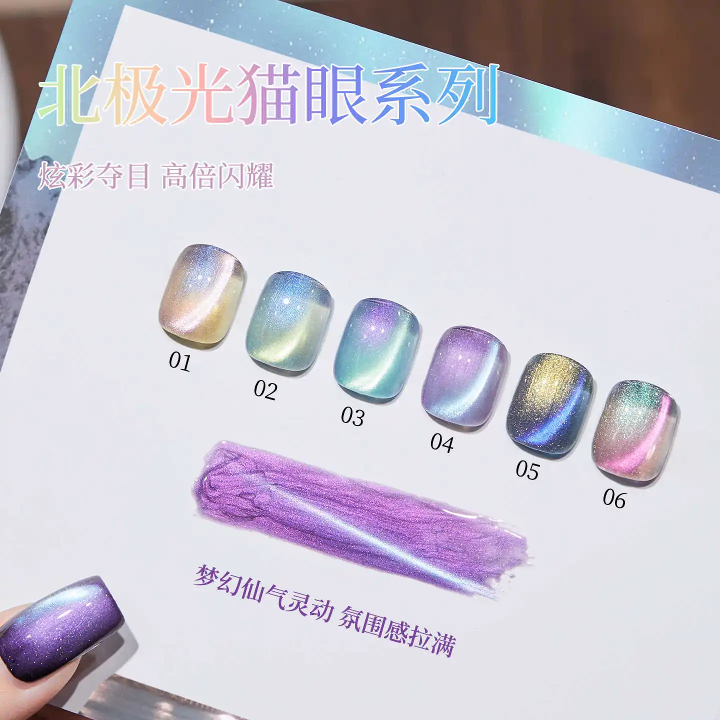 

BAOSHIMAN 2025 New 6 Colors North Polar Light Cat Eye Nail Polish Gel Set 2025 New Colorful Glass Bead Nail Art UV Gel Wholesale