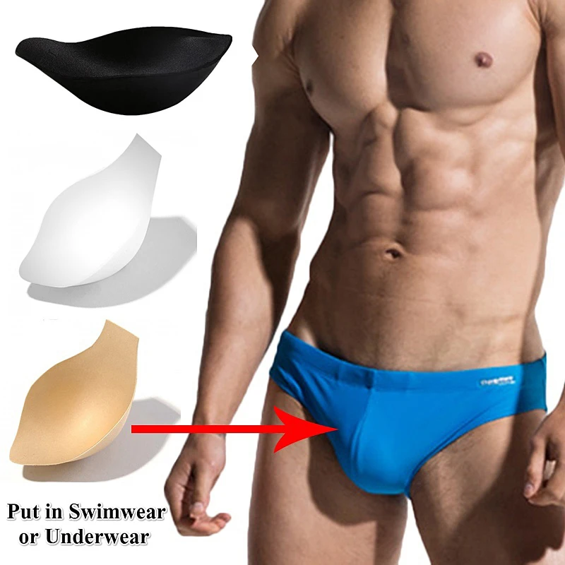 Men\'s Sexy Push Up Soft Sponge Pads Swimwear Enhancer Beach Swimsuits Briefs Shorts Pouch Bulge Underwear Padding Inserts Cups