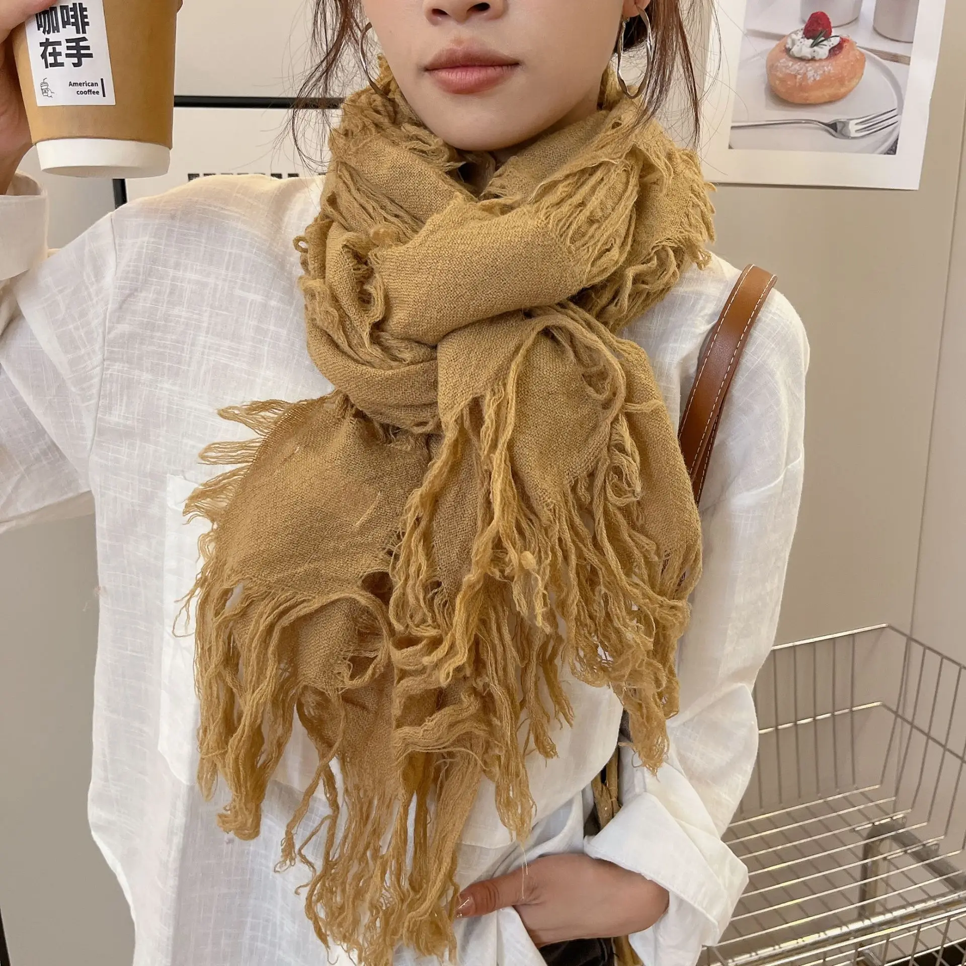 وشاح شتوي وشاح ريترو قابل للتنفس وشاح من الصوف دافئ للرجال أثناء السفر في الحضرية