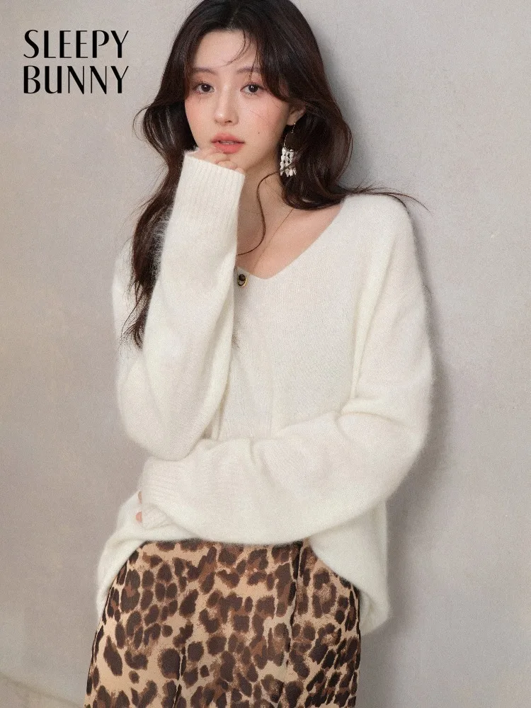 

Women Gentle Wool Sweater Lady Spring Leopard Print Washed Fleece Skirt Set Casual Soft Elegant Two Piece Outfit Matching Set
