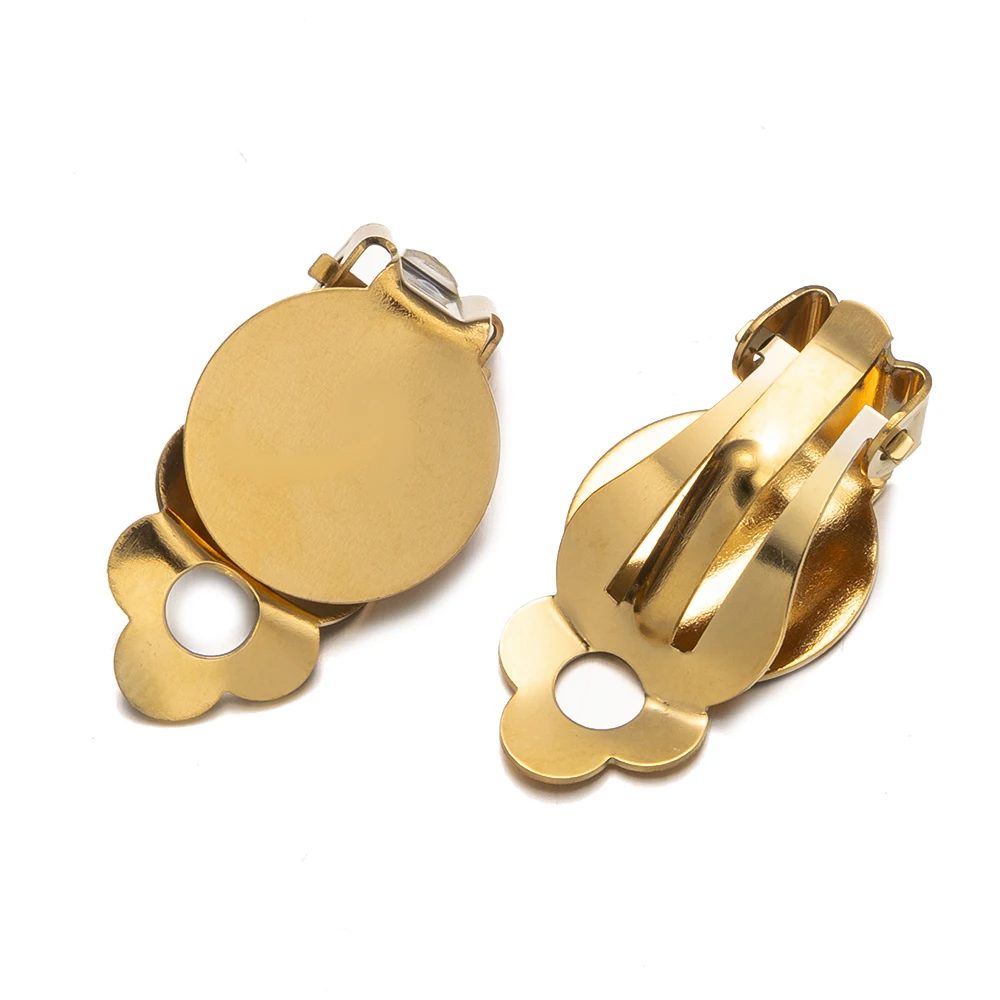 10 Pieces Stainless Steel Clip On Earring Cabochon Setting Converter Non-Pierced Components with Loop for DIY Ear Jewelry Making image 5