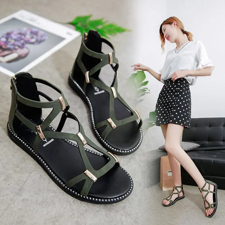 

Strappy Flat Sandals Women Soft-soled Comfortable and Lightweight Soft-soled Sandals Women's Slip-on Shoes Zapatos Mujer Verano