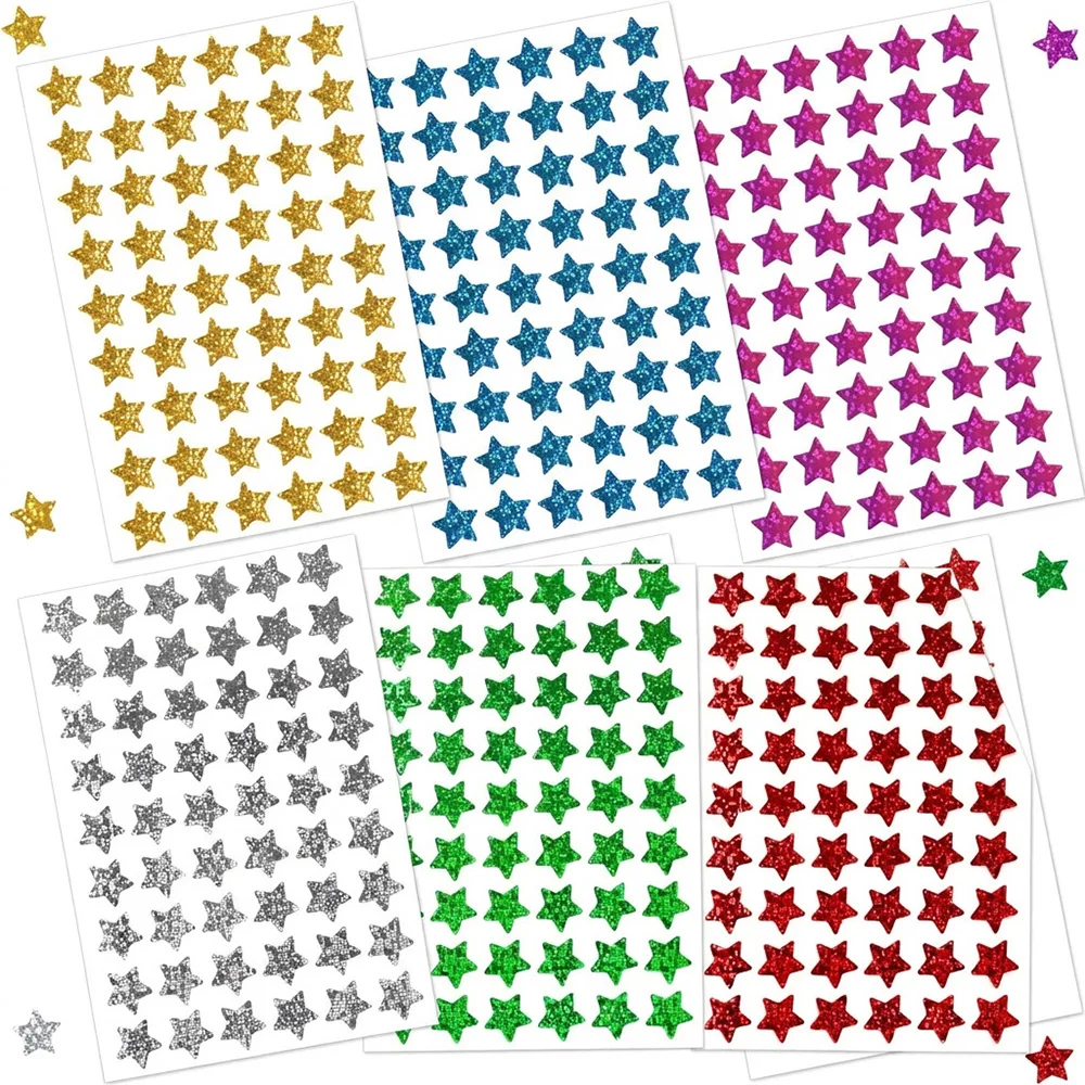 Autocollants étoiles holographiques, 6 couleurs, 1.5cm, autocollants de récompense pour enfants, pour tableau de comportement en classe, fournitures pour enseignants, 1620 pièces