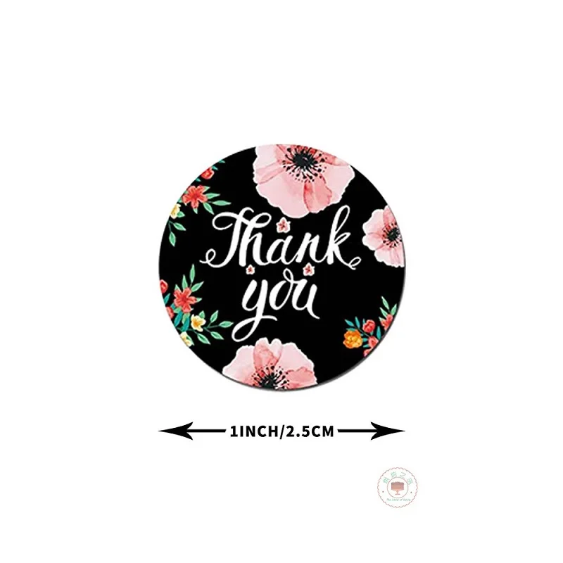 100-500PCS New Thank You Stickers for Business Small Flowers Merci Packaging Stickers Roll Pack Rolling Stickers Home Made Label
