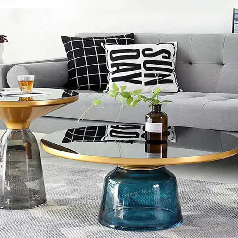 Glass Coffee Table Corner Modern Design Round Artificial Marble Top Tea  Steel Living Room Coffee Table Coffee Table Set