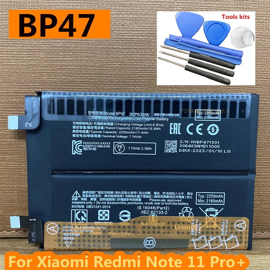 New BP47 4500mAh Original High Quality Battery For Xiaomi Redmi Note 11 Pro Plus Note11 Pro+ 5G Mobile Phone Batteria