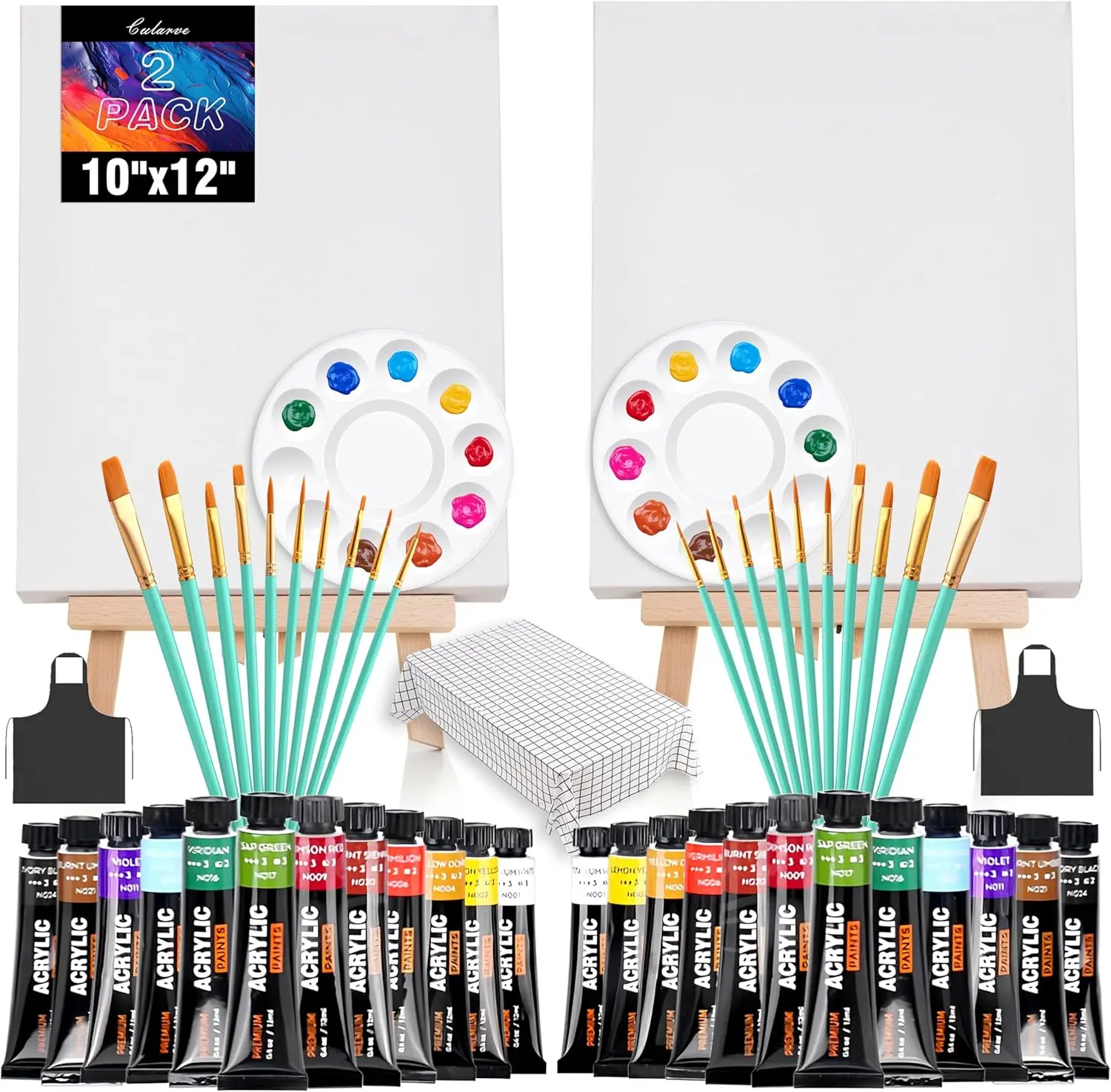 

2-Pack 10''x12'' Sip and Paint Kit for Adults (with Easel), Date Night Painting Kits for Adults, Couples, Beginners, and