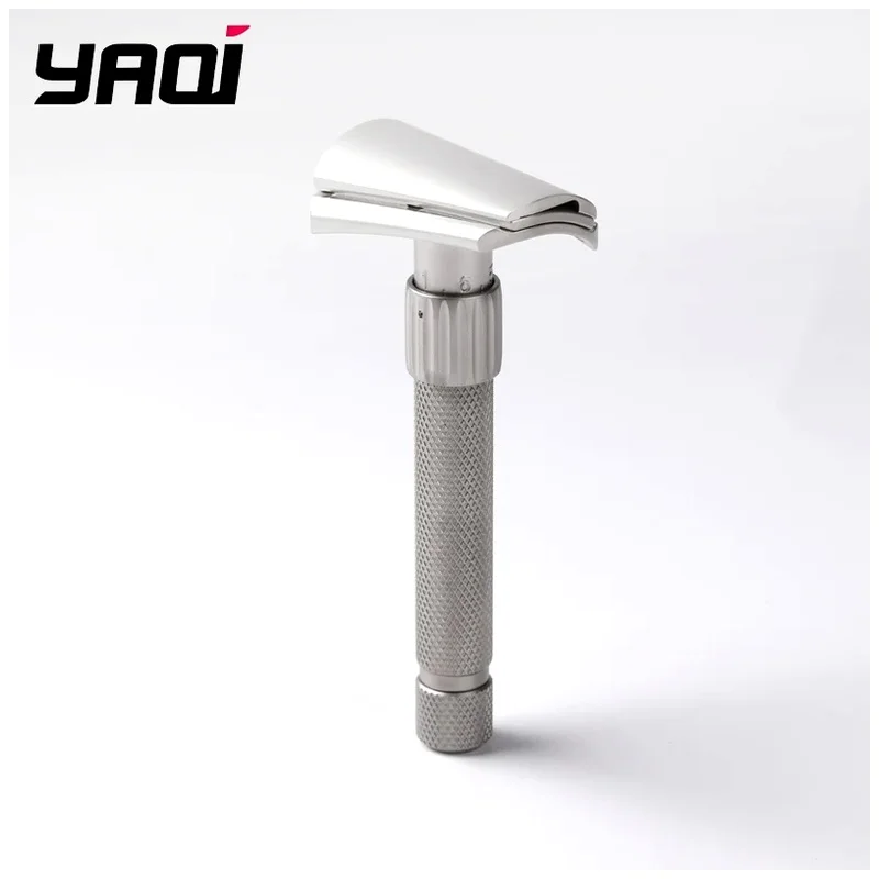 Knurled Metal Handle Safety Razor Multi-Adjustable Double Edge Manual Beard Shaver Reusable Wet Shaving Grooming Tool Men YAQI