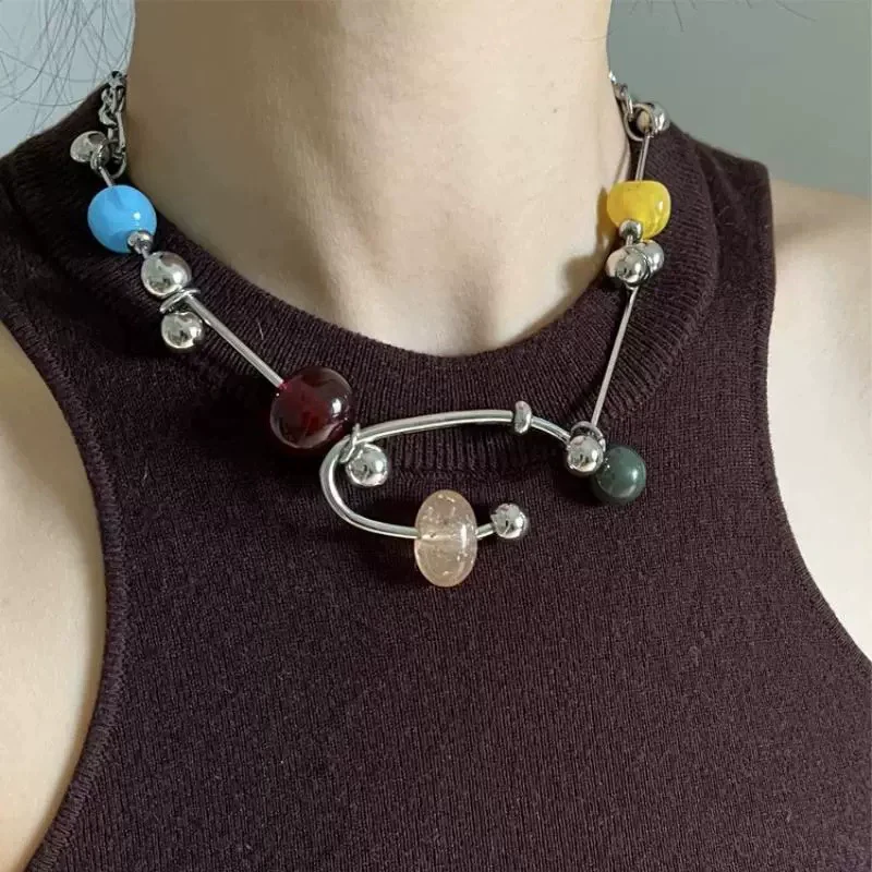 Fashionable And Trendy Colored Handcrafted Necklaces Fresh And Simple Punk Necklaces Jewelry Accessories For Men Women Gathering