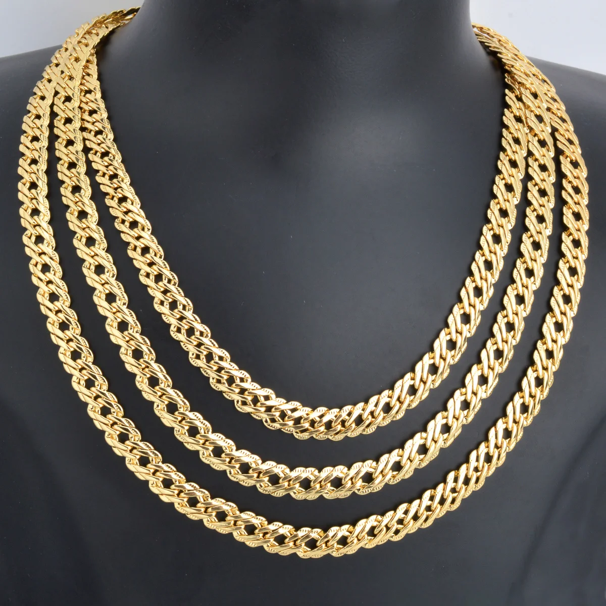 Hiphop Punk Curb Cuban Men Chains 18K Gold Color Italian Copper Necklace Fashion Wedding Party Luxurious Jewelry Accessories