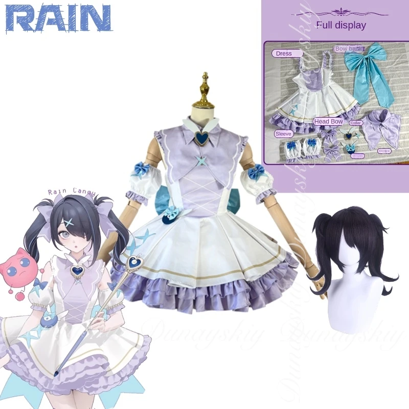 

NEEDY GIRL OVERDOSE Game с платьем на день рождения 2025 года с черным париком Rain Ame Superchat Demon Angel Chan Косплейコス فا Full Of Set